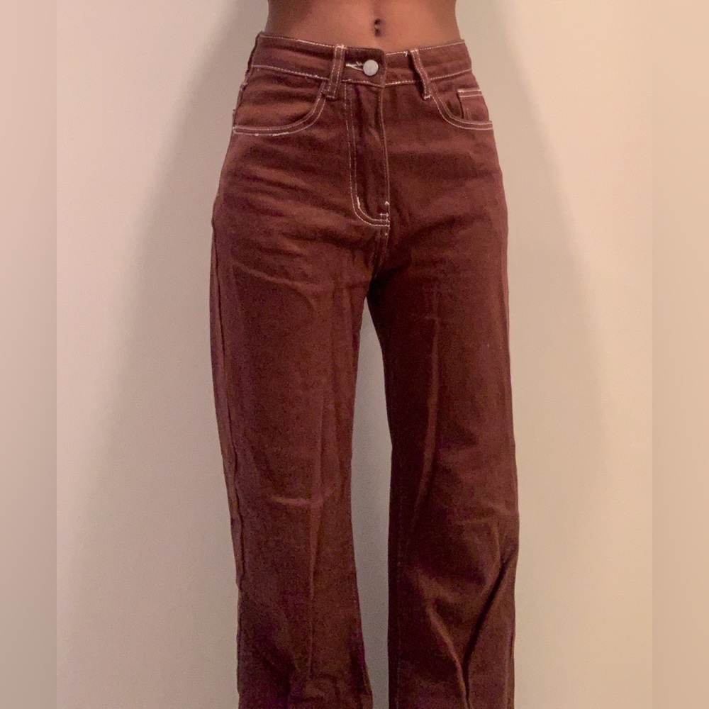 Brown Baggy Straight Leg Jeans